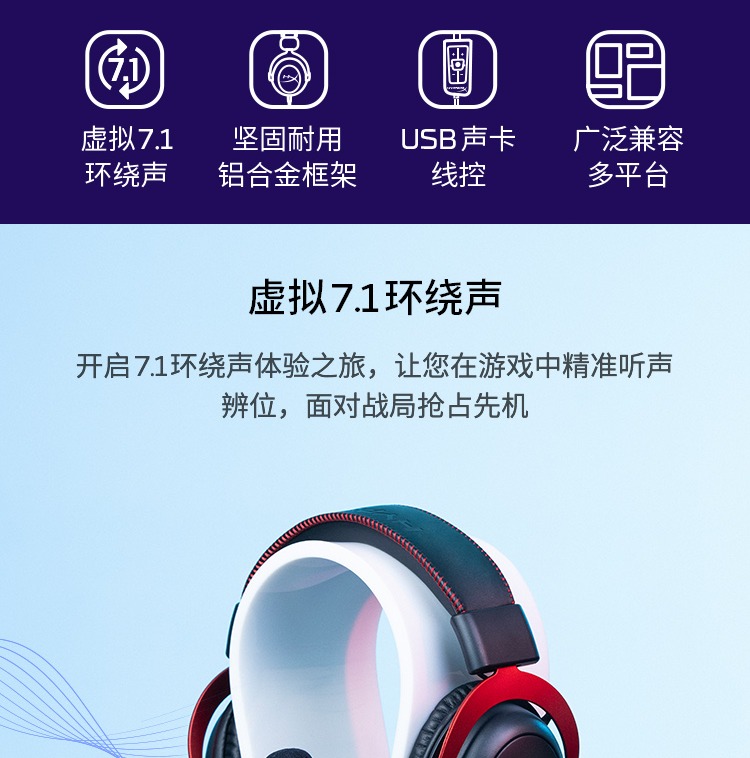 HyperX Cloud II — 游戏耳机（黑色-红色）