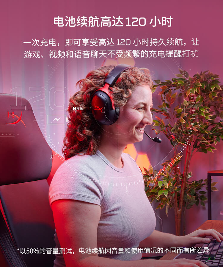 极度未知(HyperX) Cloud III Wireless 飓风3 无线游戏耳机 - 黑红色