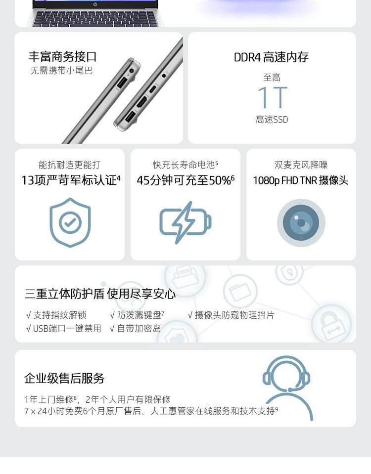 惠普(HP)锐14 14英寸商务笔记本电脑 - 银色