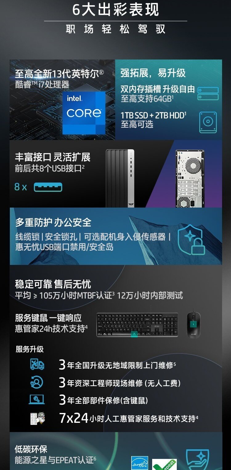 惠普(HP)战99 商用办公电脑台式主机大机箱