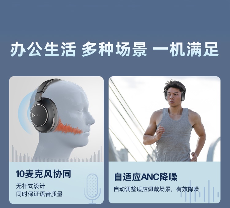 POLY SR80UC 头戴式降噪蓝牙耳机
