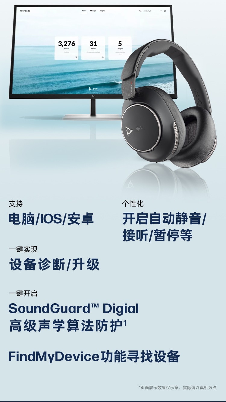 POLY SR80UC 头戴式降噪蓝牙耳机