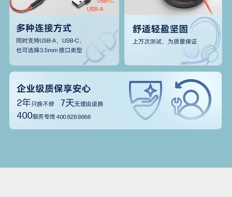 POLY C3320M 头戴式办公会议耳麦 TEAM认证