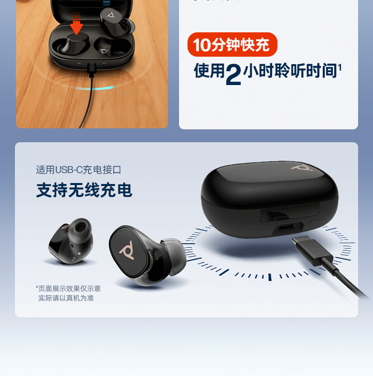 博诣 POLY 战Free 20 全场景真无线AI蓝牙耳机 - 灰色