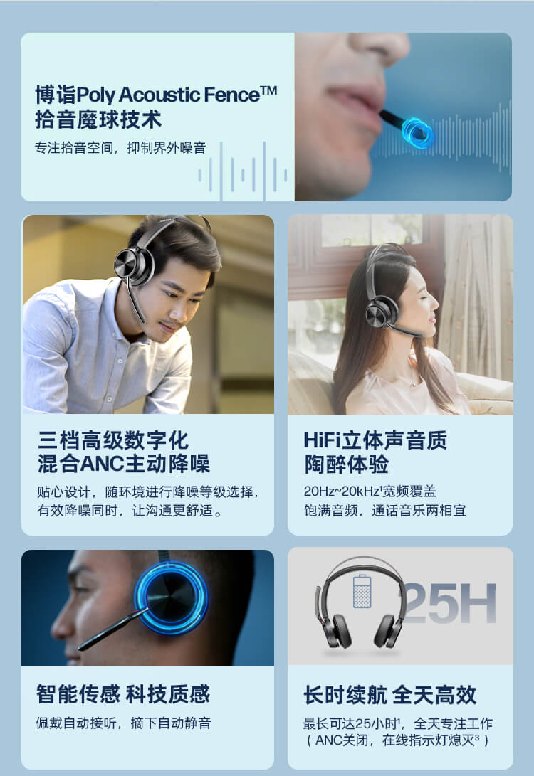 Focus 2 无线蓝牙耳机 头戴式主动降噪 HIFI立体声 手机+电脑