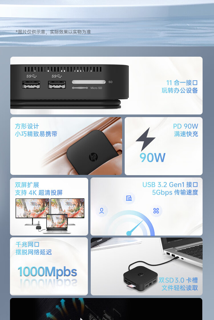 惠普(HP) 战66 Type-C可充电式双屏拓展集线器