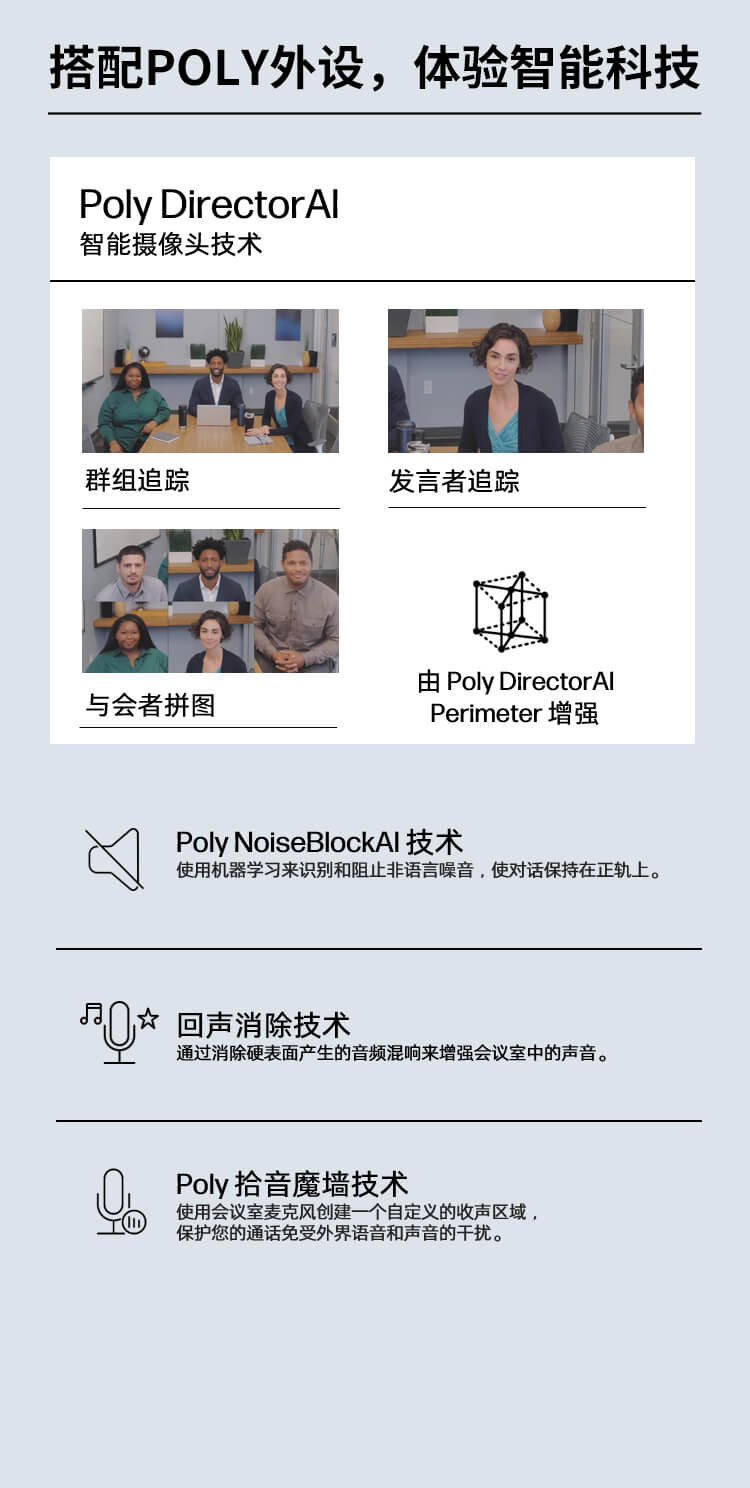 博诣 POLY Studio G62分体式模块化会议终端 + Studio E60 4K MPTZ&nbsp;高清摄像机 + G6...
