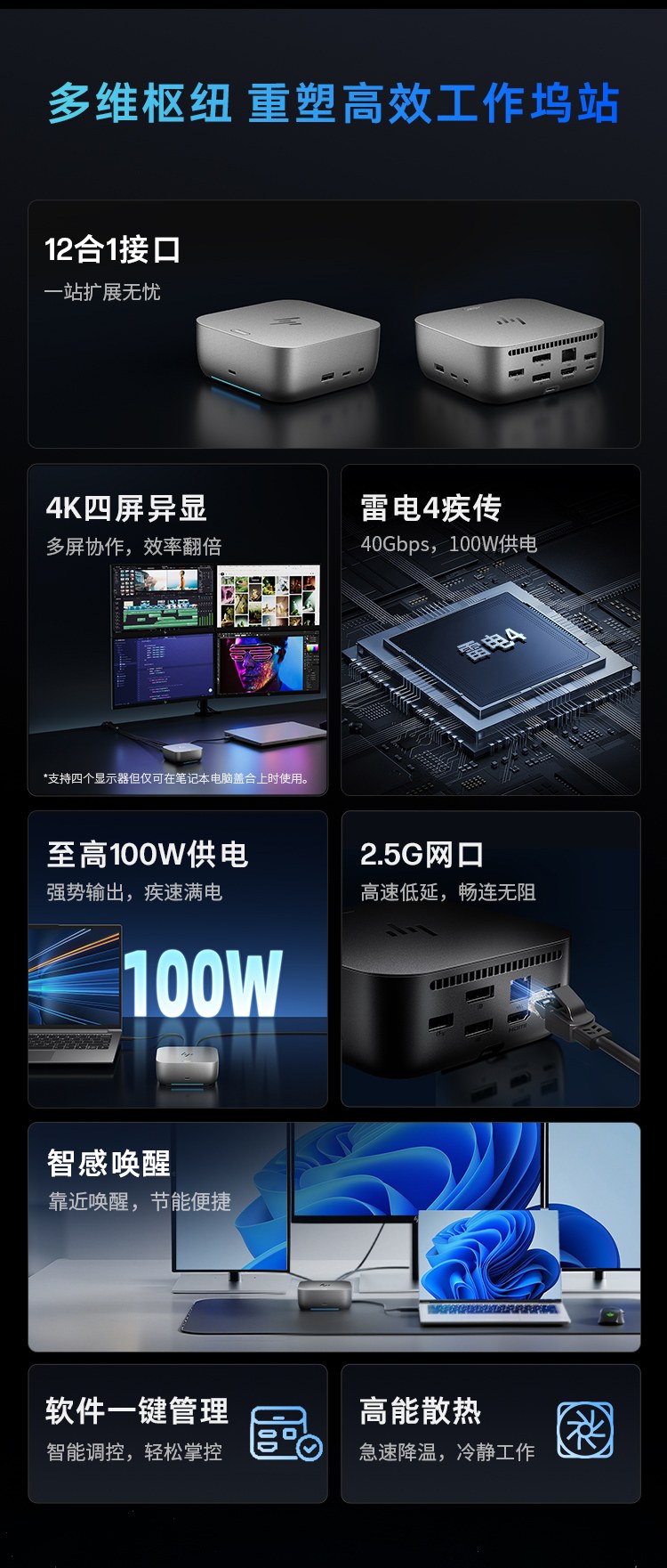 惠普 (HP) 雷电接口坞站G6 100W