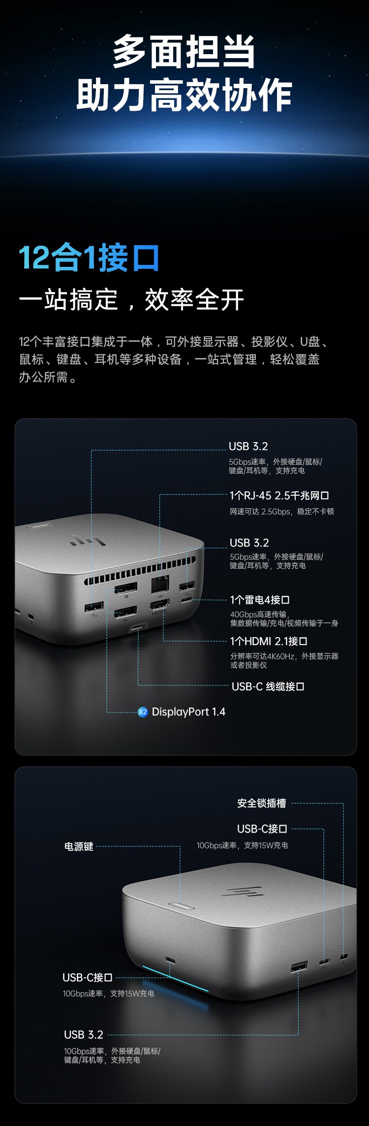 惠普 (HP) 雷电接口坞站G6 100W