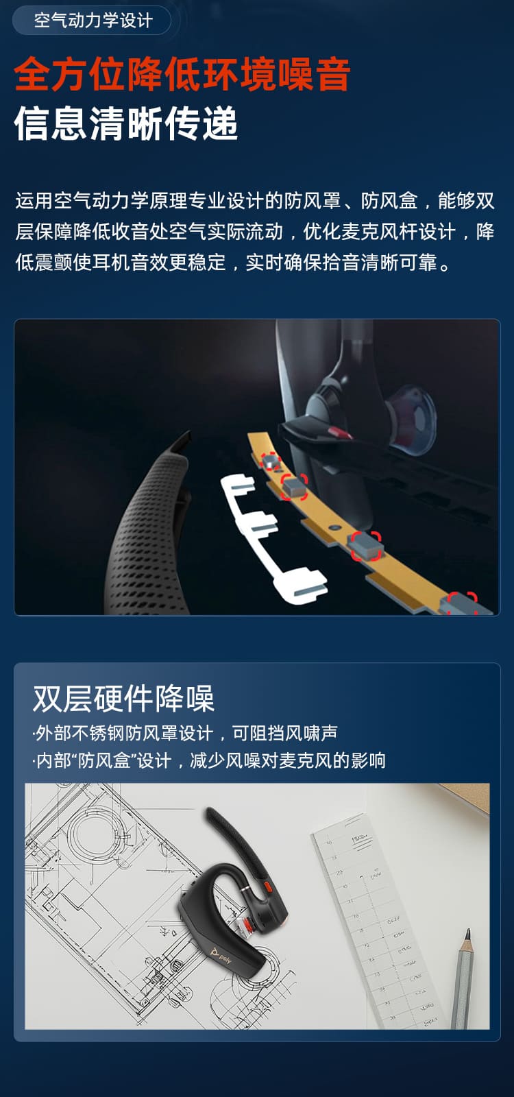 博诣 POLY 传奇50UC AI抗风噪蓝牙专业耳机