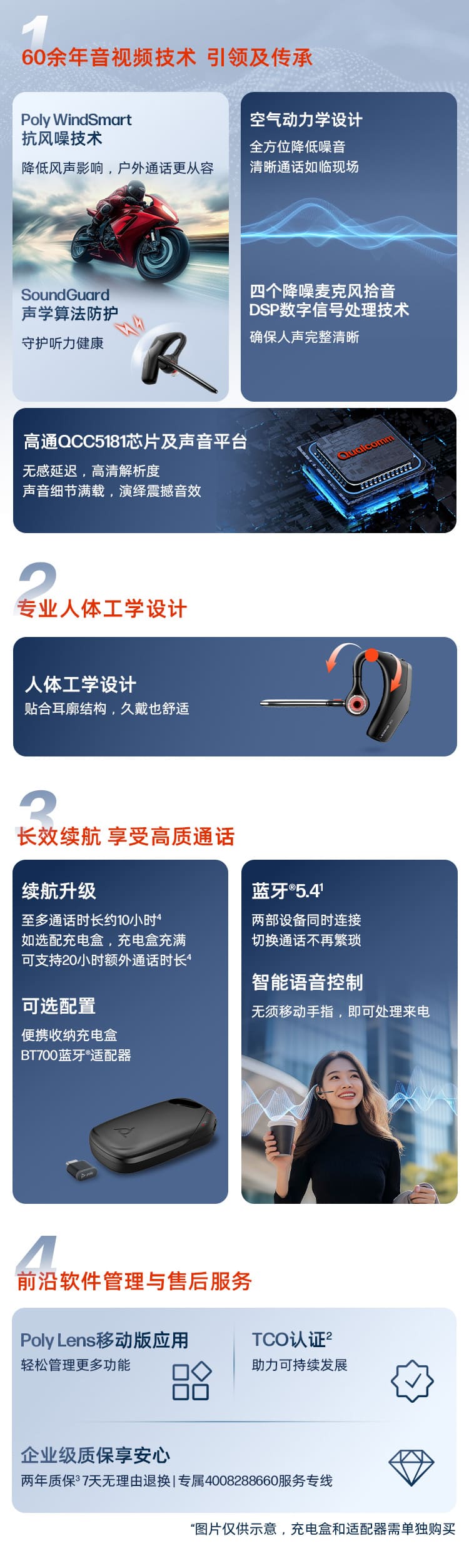 博诣 POLY 传奇30单耳AI降噪蓝牙耳机