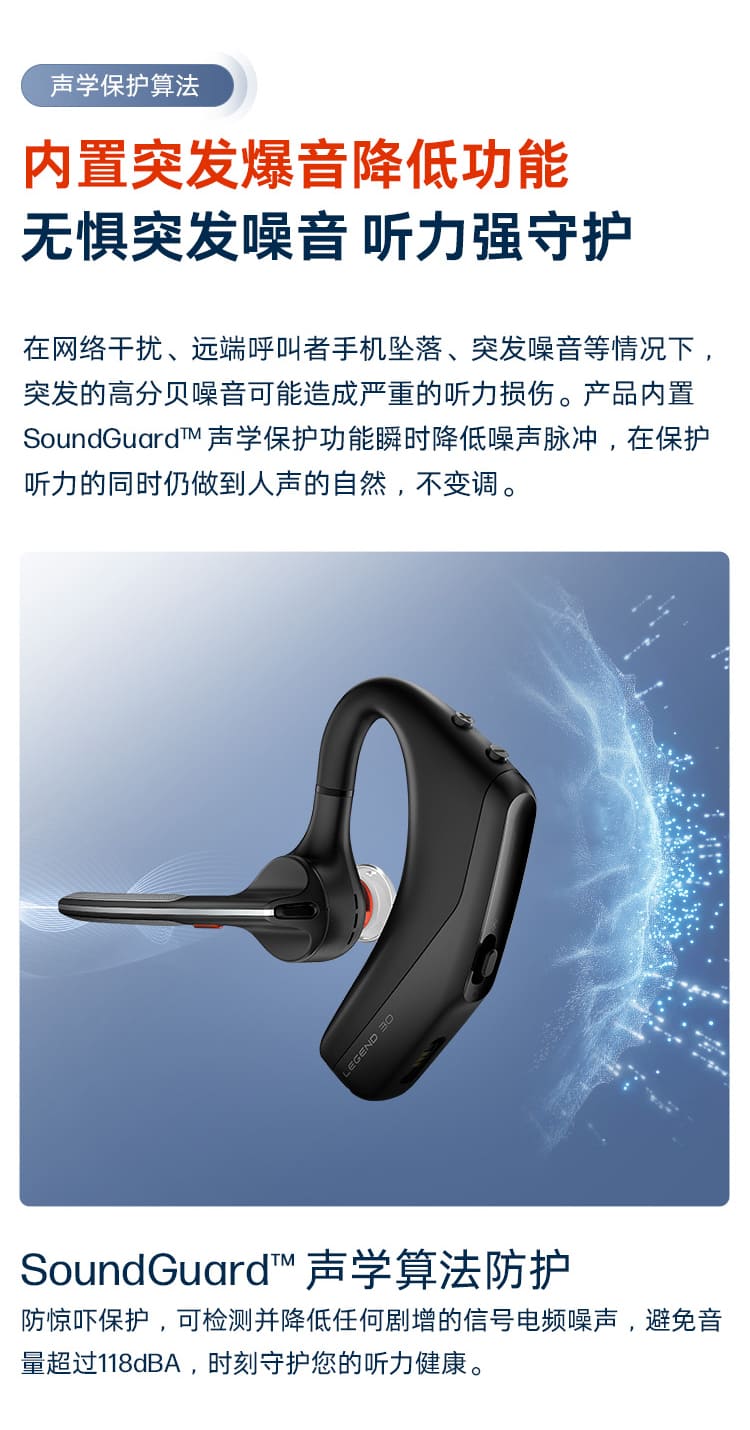 博诣 POLY 传奇30单耳AI降噪蓝牙耳机