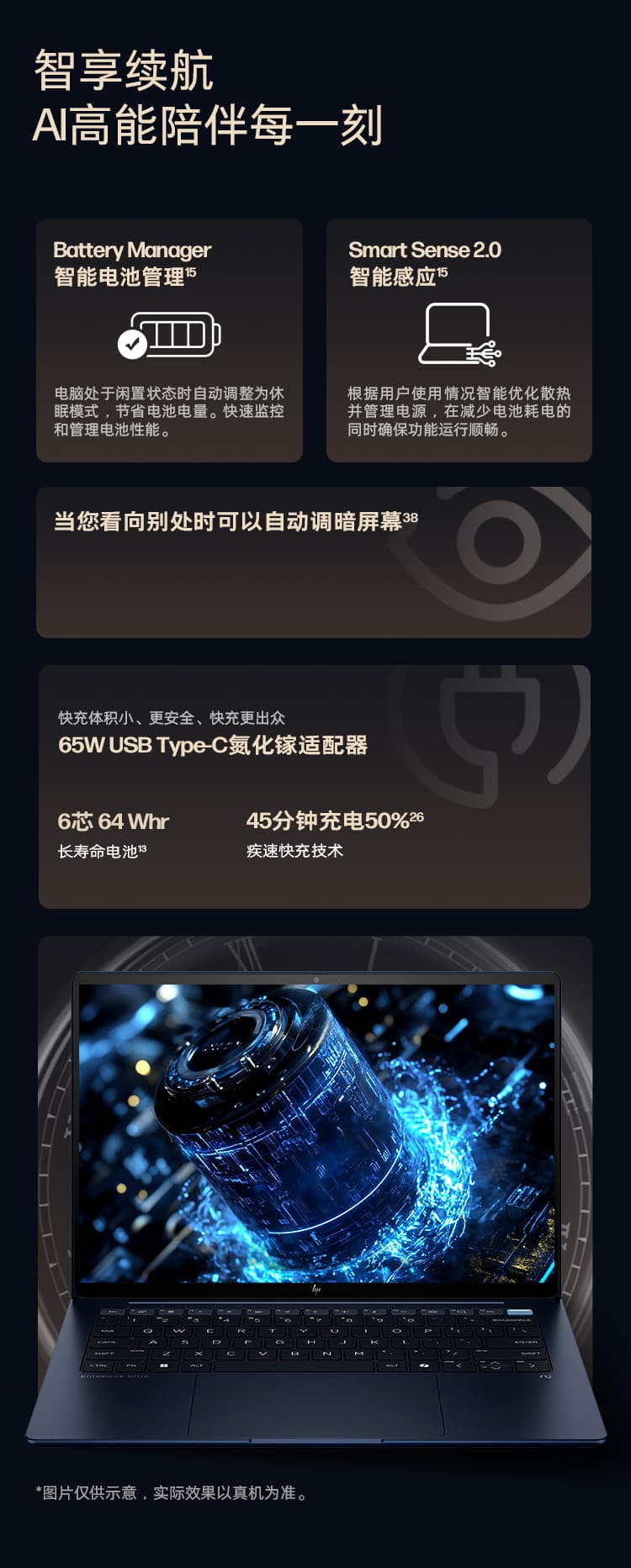 惠普 (HP) 战X Ultra 14英寸AI笔记本电脑 - 蓝色