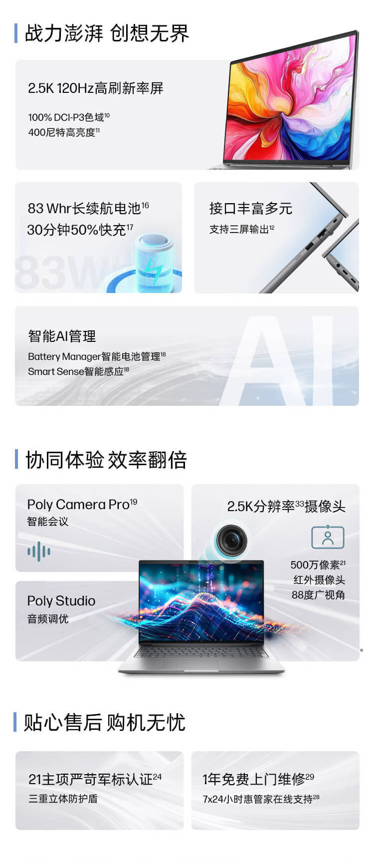 惠普 (HP) 战99 16英寸商务笔记本电脑 - 灰色