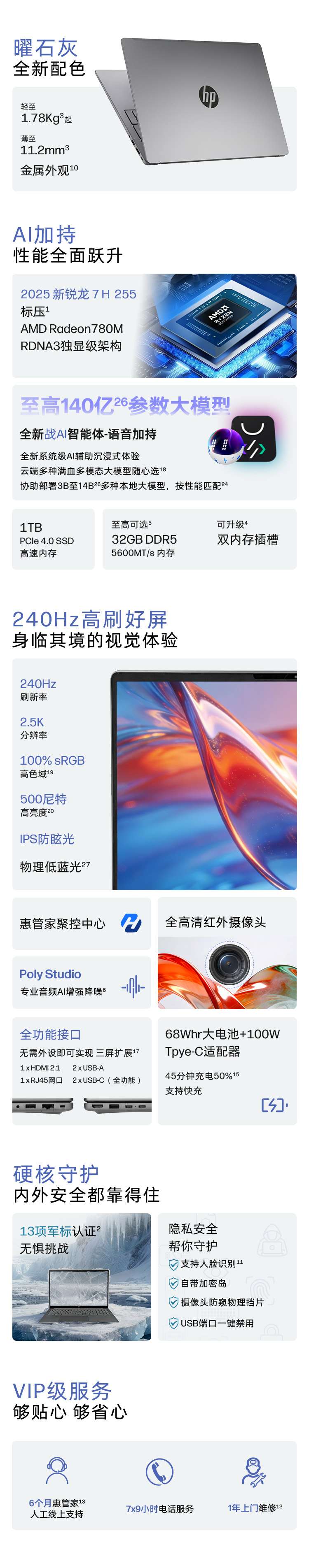 惠普 (HP) 锐Pro 16英寸商务笔记本电脑 - 灰色