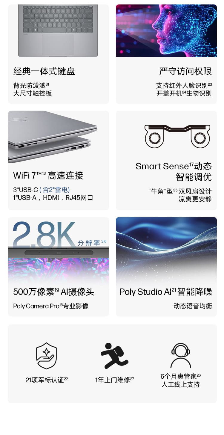 惠普 (HP) 战X 14英寸商务笔记本电脑 - 灰色