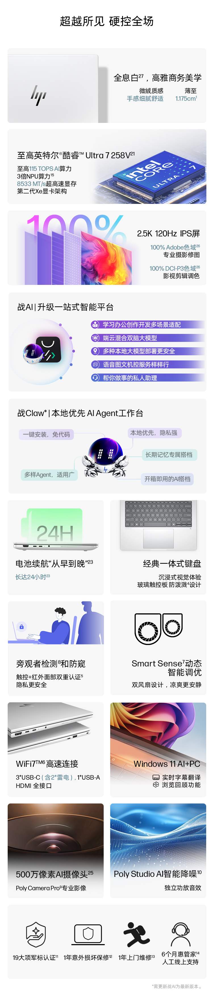 惠普(HP) 战X 14英寸商务笔记本电脑 - 银色