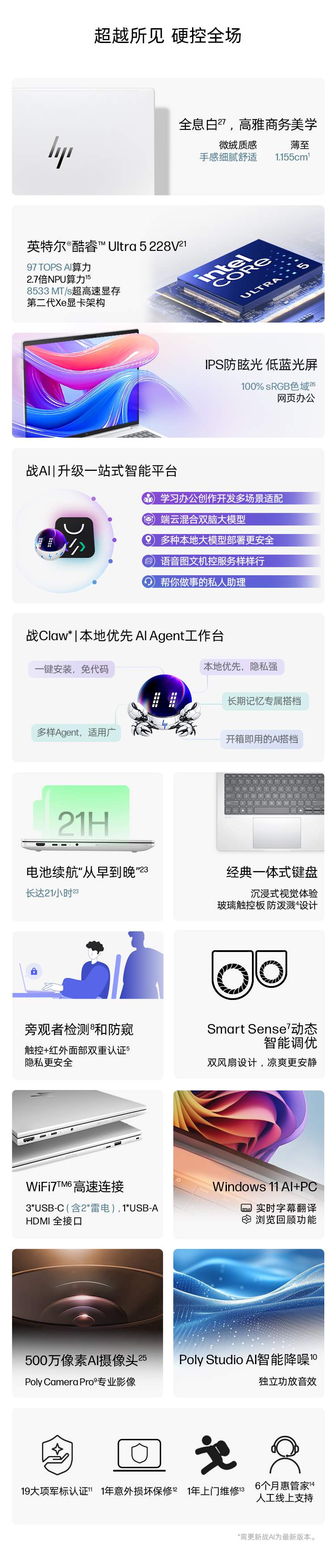 惠普(HP) 战X 16英寸商务笔记本电脑 - 银色