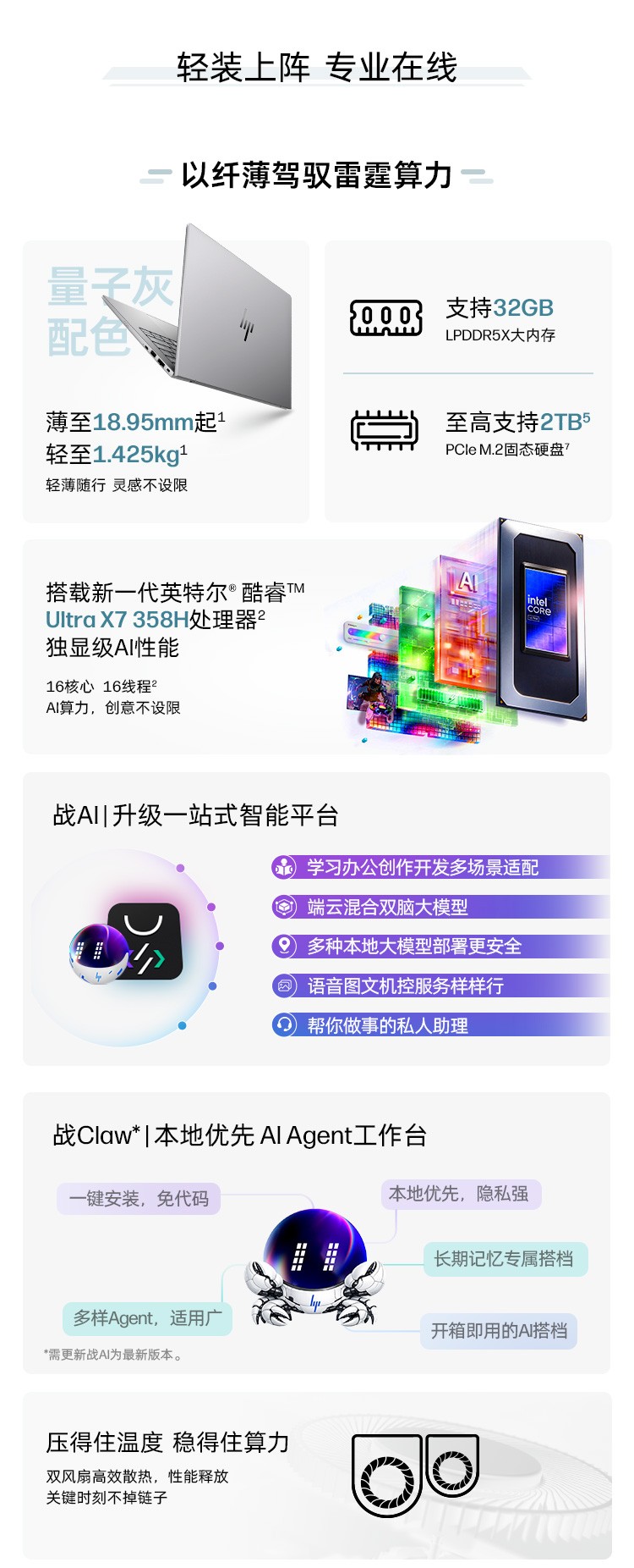 惠普 (HP) 战99 Air 14英寸移动工作站 - 灰色
