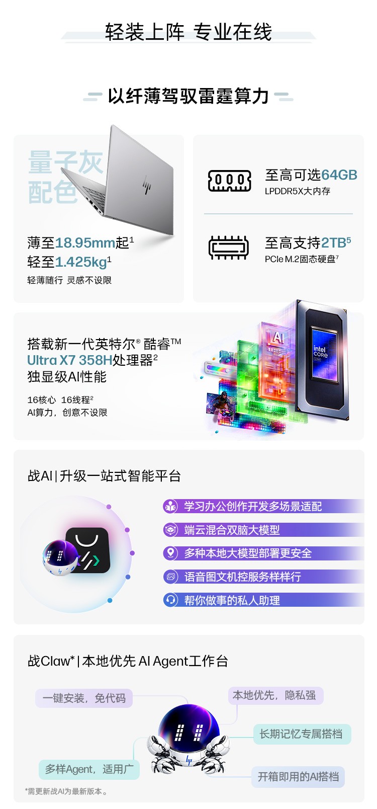 惠普 (HP) 战99 Air 14英寸移动工作站 - 灰色