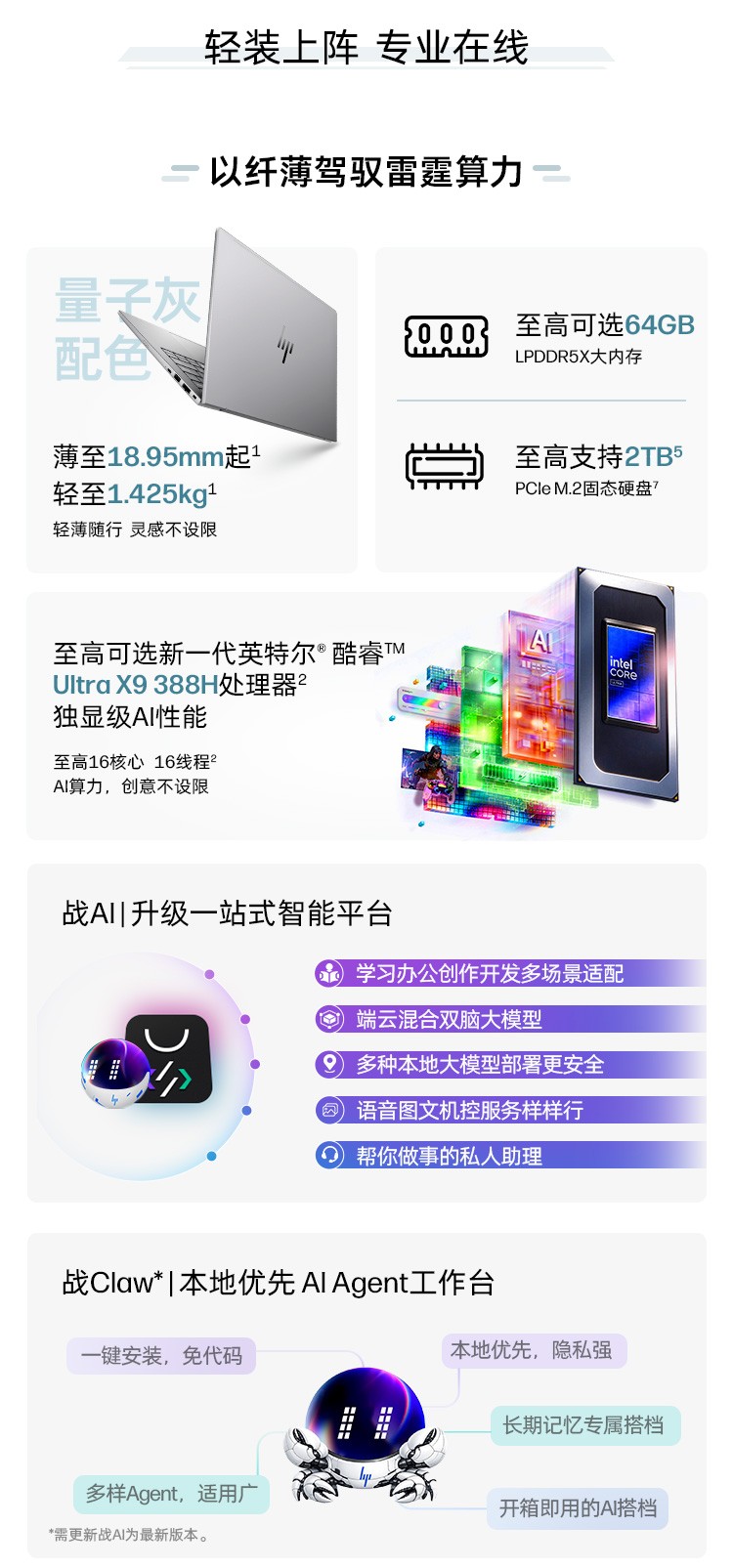 惠普 (HP) 战99 Air 14英寸移动工作站 - 灰色