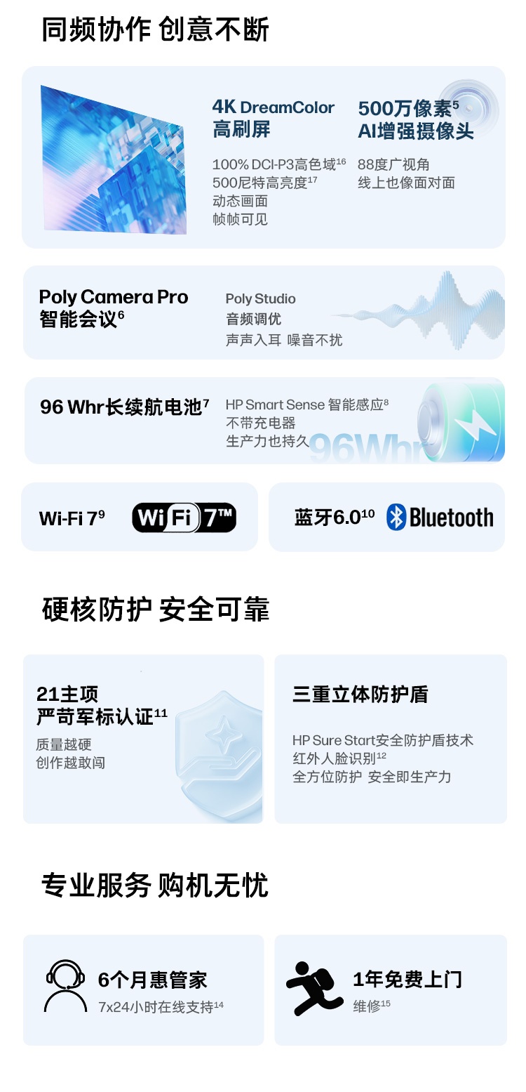 惠普 (HP) 战X 16英寸商务笔记本电脑 - 灰色