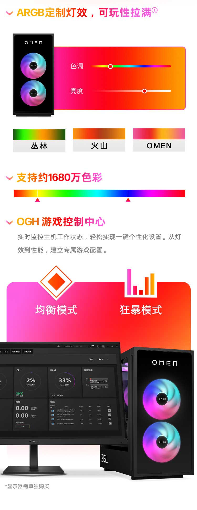 惠普 (HP) OMEN 暗影精灵11 35L 游戏台式机电脑 GT16-002ucn