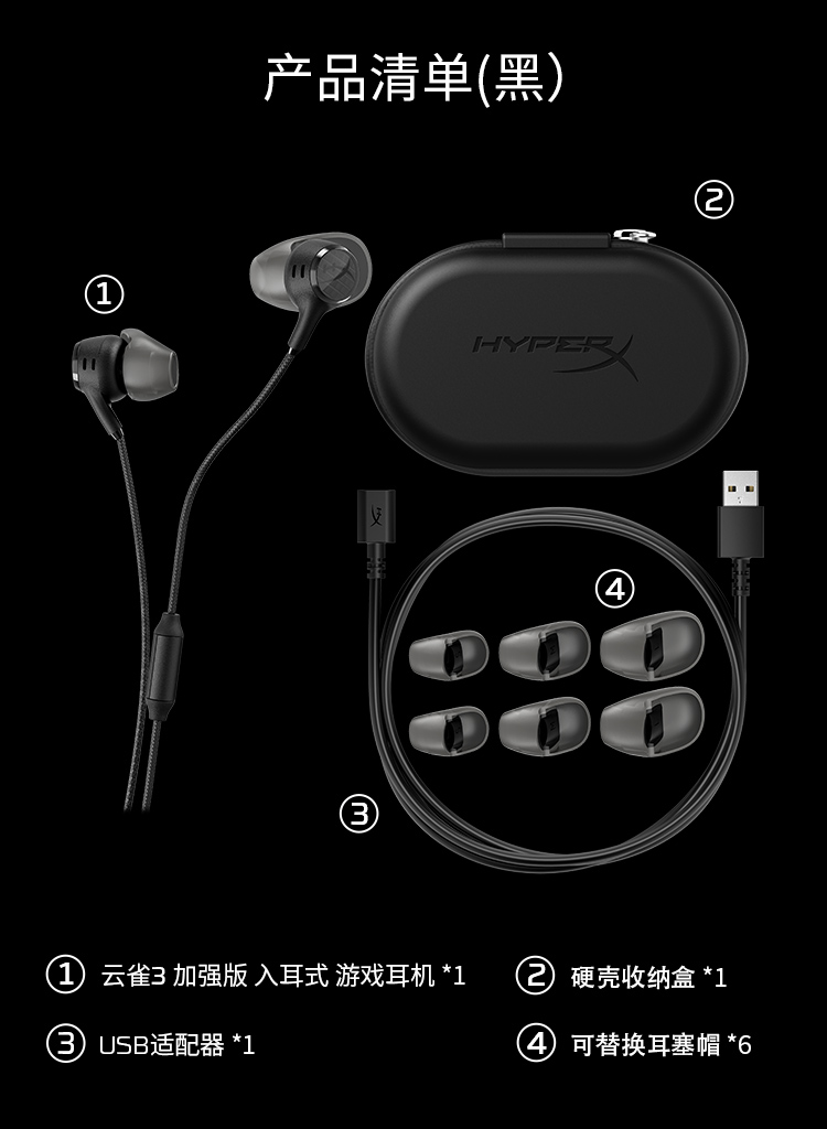 极度未知 (HyperX) Cloud Earbuds III S 云雀3 有线耳机 - 红色