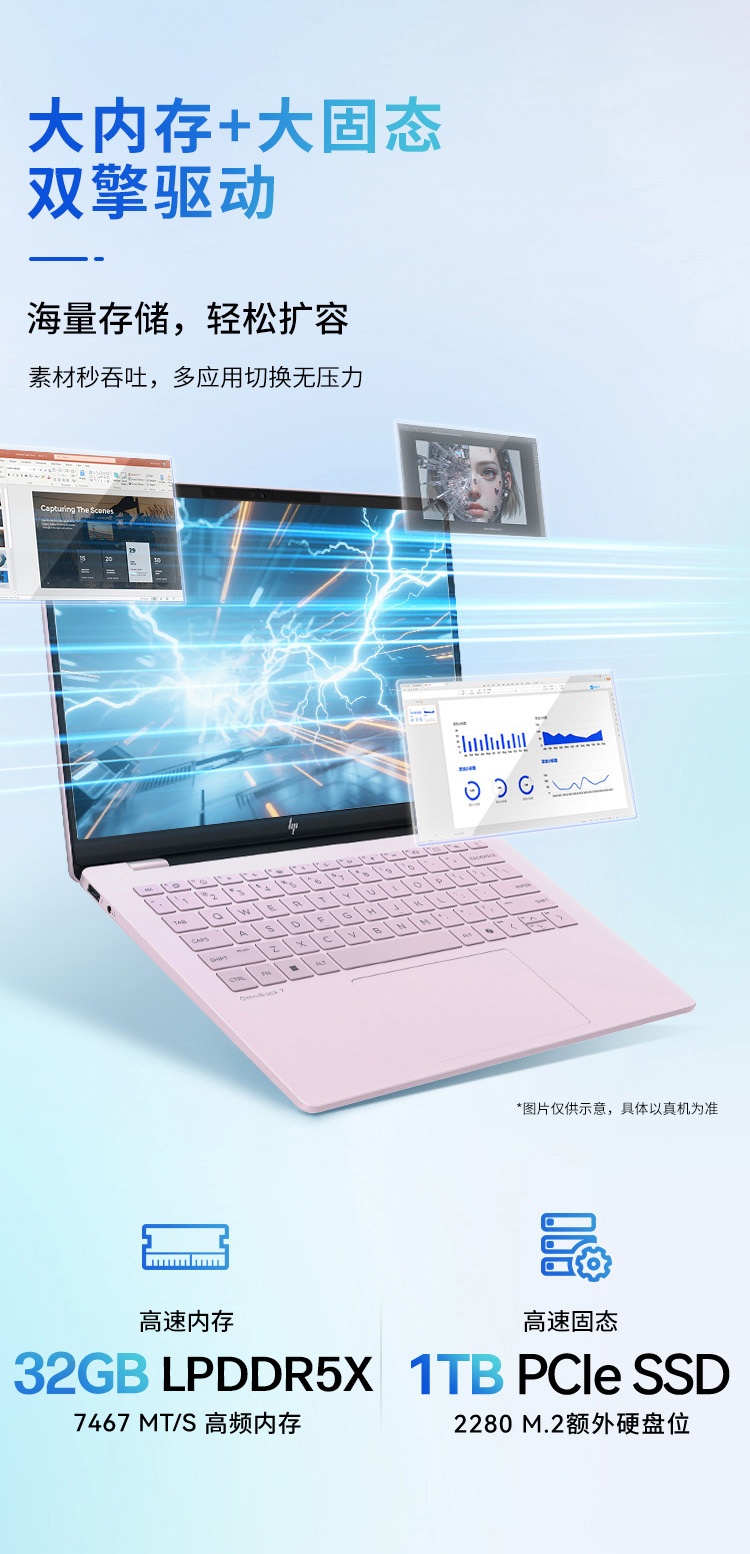 惠普 (HP) 星Book Pro 14英寸笔记本电脑 14-fr0043TU - 粉色