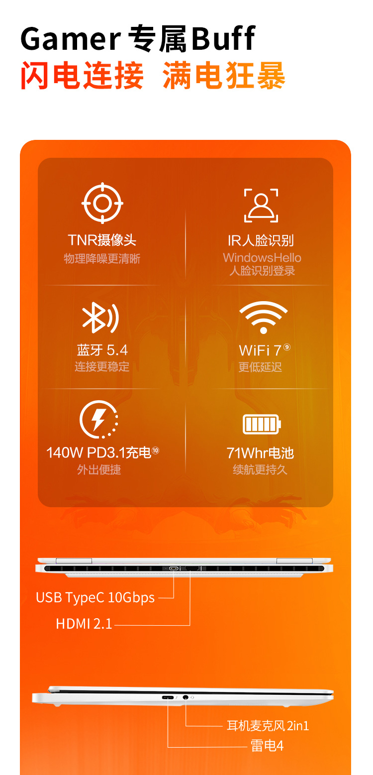 惠普 (HP) OMEN暗影精灵11 SLIM 14 14英寸游戏笔记本电脑 14-fb1086TX  - 白色