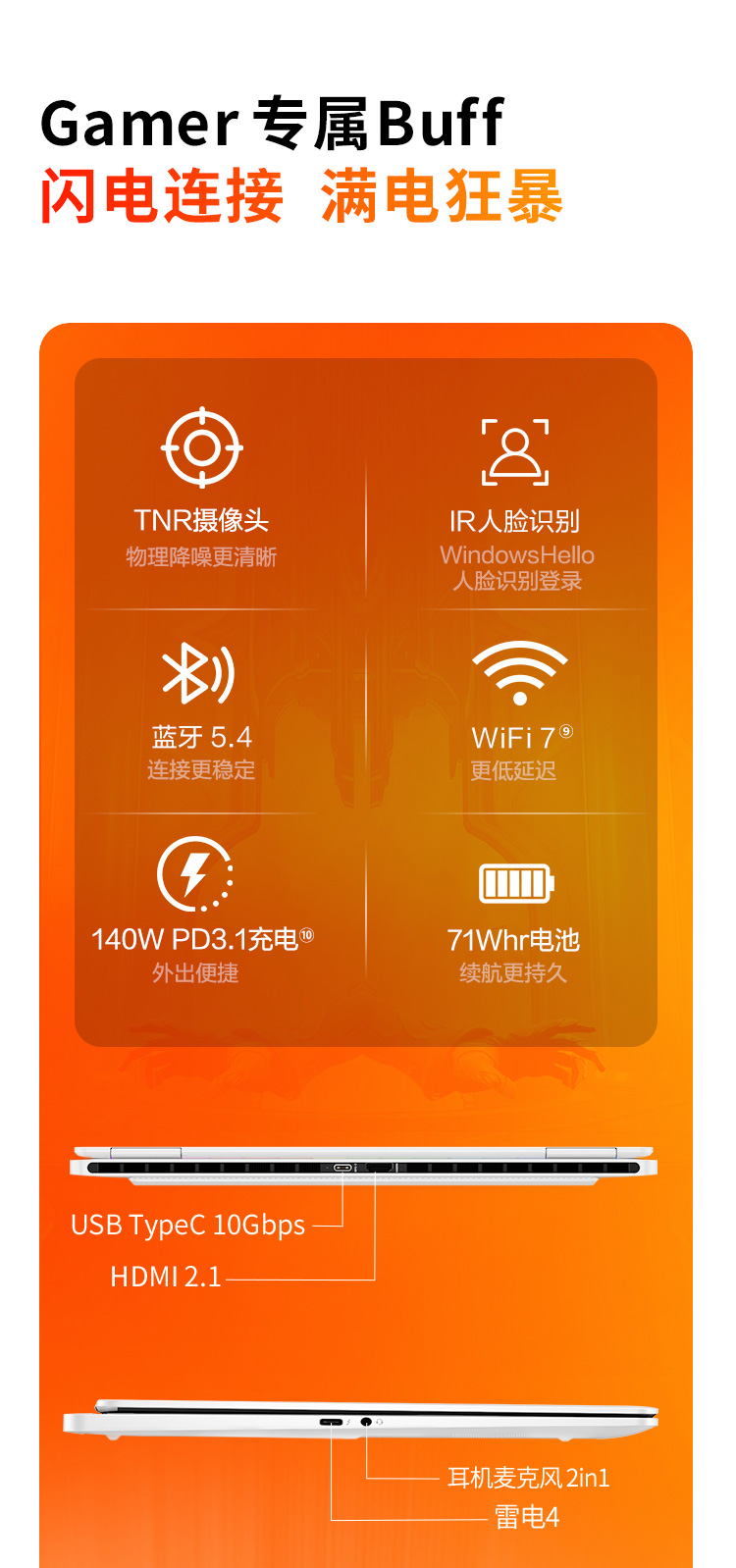 惠普 (HP) OMEN暗影精灵10 SLIM 14 14英寸游戏笔记本电脑 14-fb1088TX - 白色