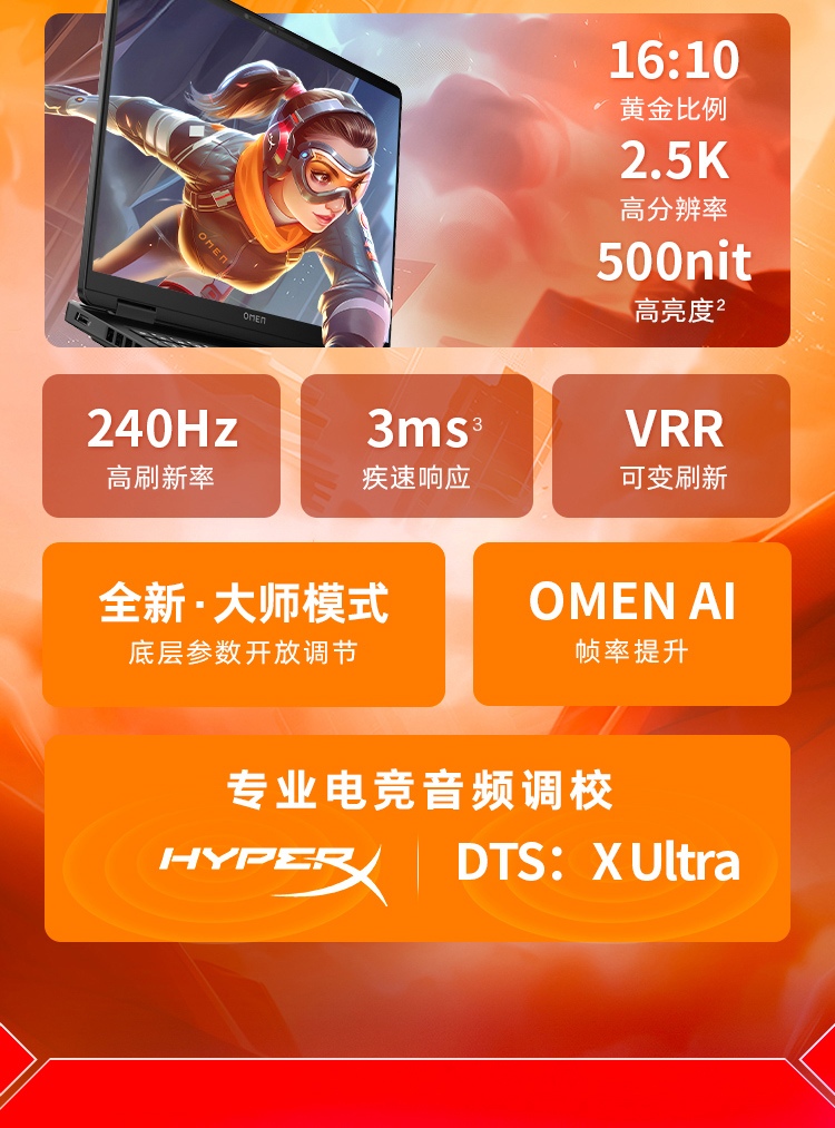 惠普 (HP) OMEN 暗影精灵11 16 英寸游戏笔记本电脑 16-am0258TX - 白色