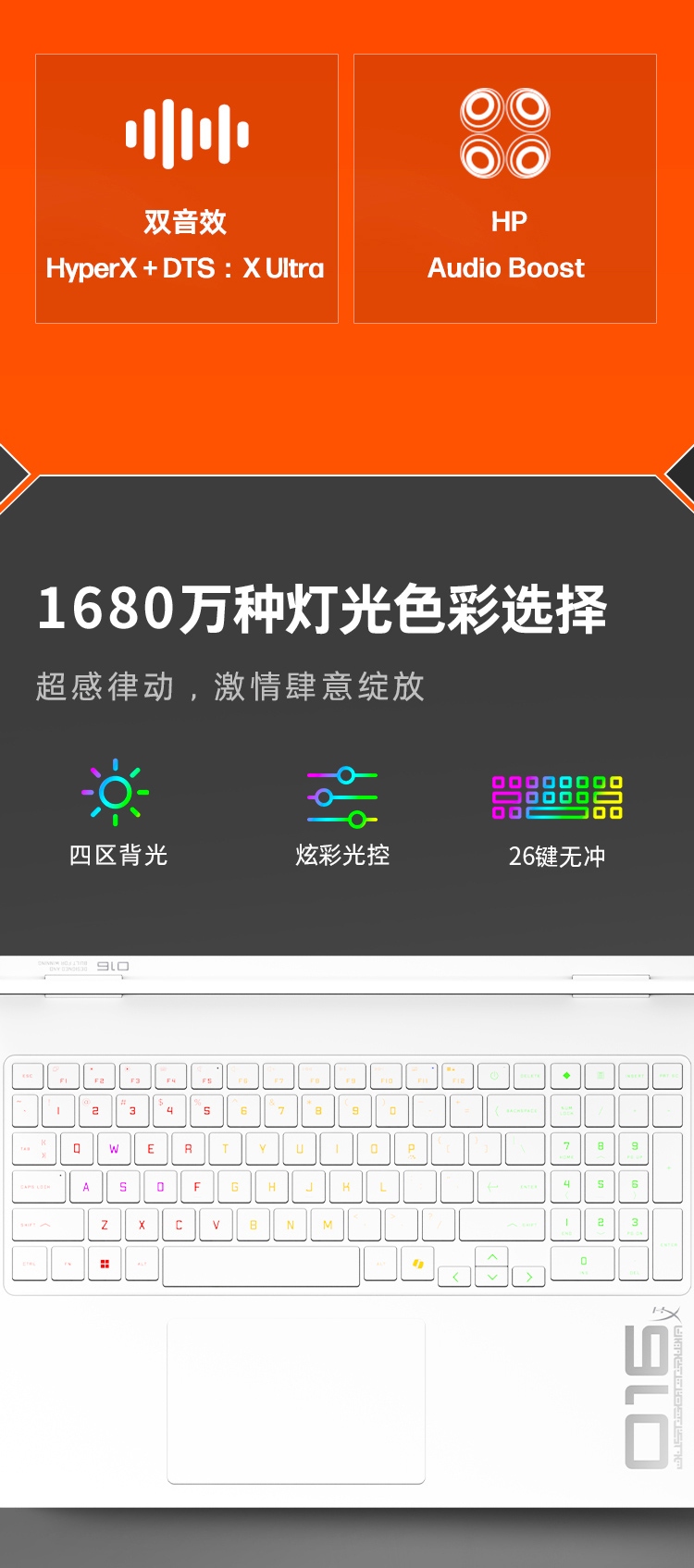 惠普 (HP) OMEN 暗影精灵11 16 英寸游戏笔记本电脑 16-am0260TX - 白色
