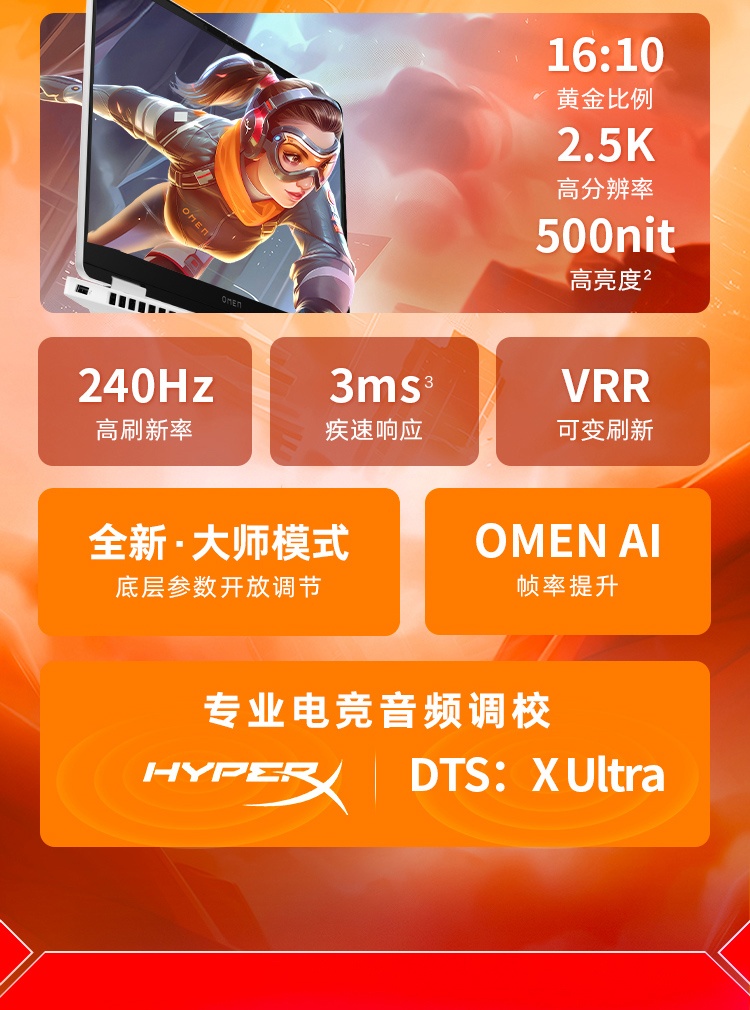 惠普 (HP) OMEN 暗影精灵11 16 英寸游戏笔记本电脑 16-am0260TX - 白色