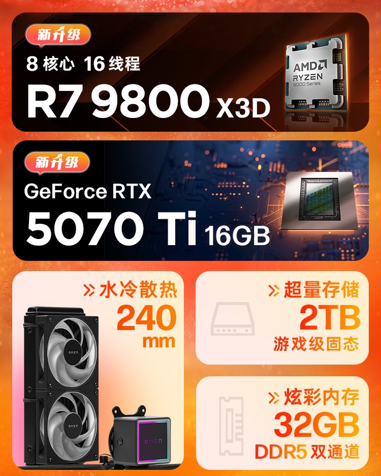 惠普 (HP) OMEN暗影精灵11 游戏台式机电脑 GT16-121gcn