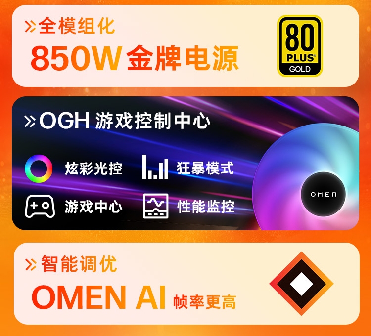 惠普 (HP) OMEN暗影精灵11 游戏台式机电脑 GT16-121gcn