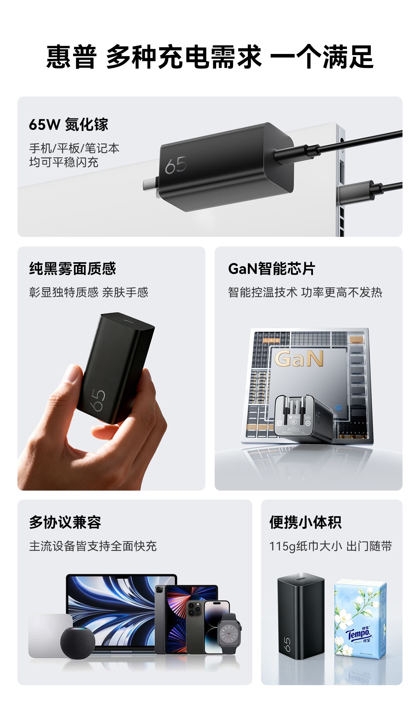 惠普 (HP) 65W氮化镓电源