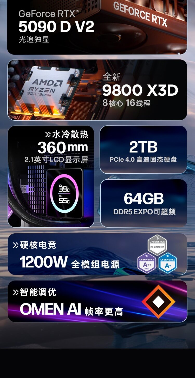 惠普 (HP) OMEN 暗影精灵11 45L 游戏台式机电脑 GT23-022gcn