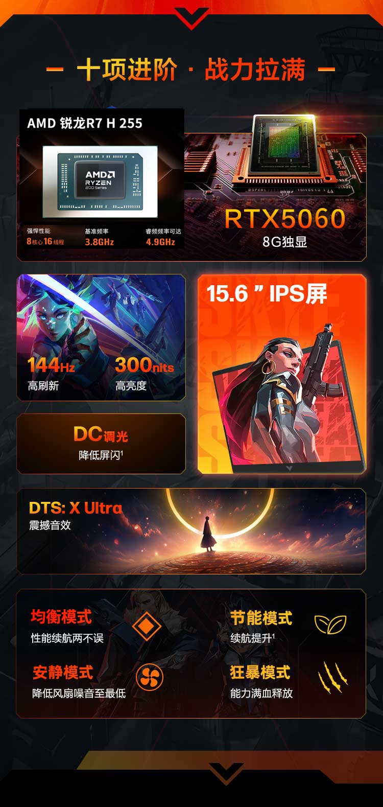 惠普 (HP) VICTUS光影精灵11 15.6英寸游戏笔记本电脑 15-fb3243AX - 黑色