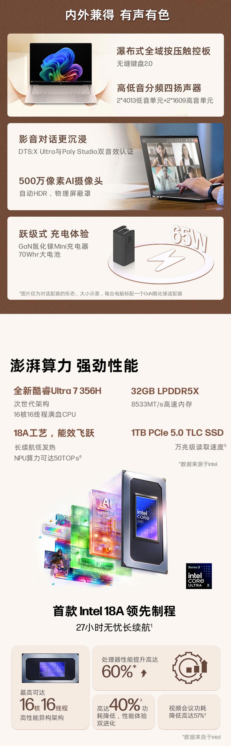 惠普 (HP) 星Book Ultra 14英寸 AI 笔记本电脑 kd0266TU - 金色