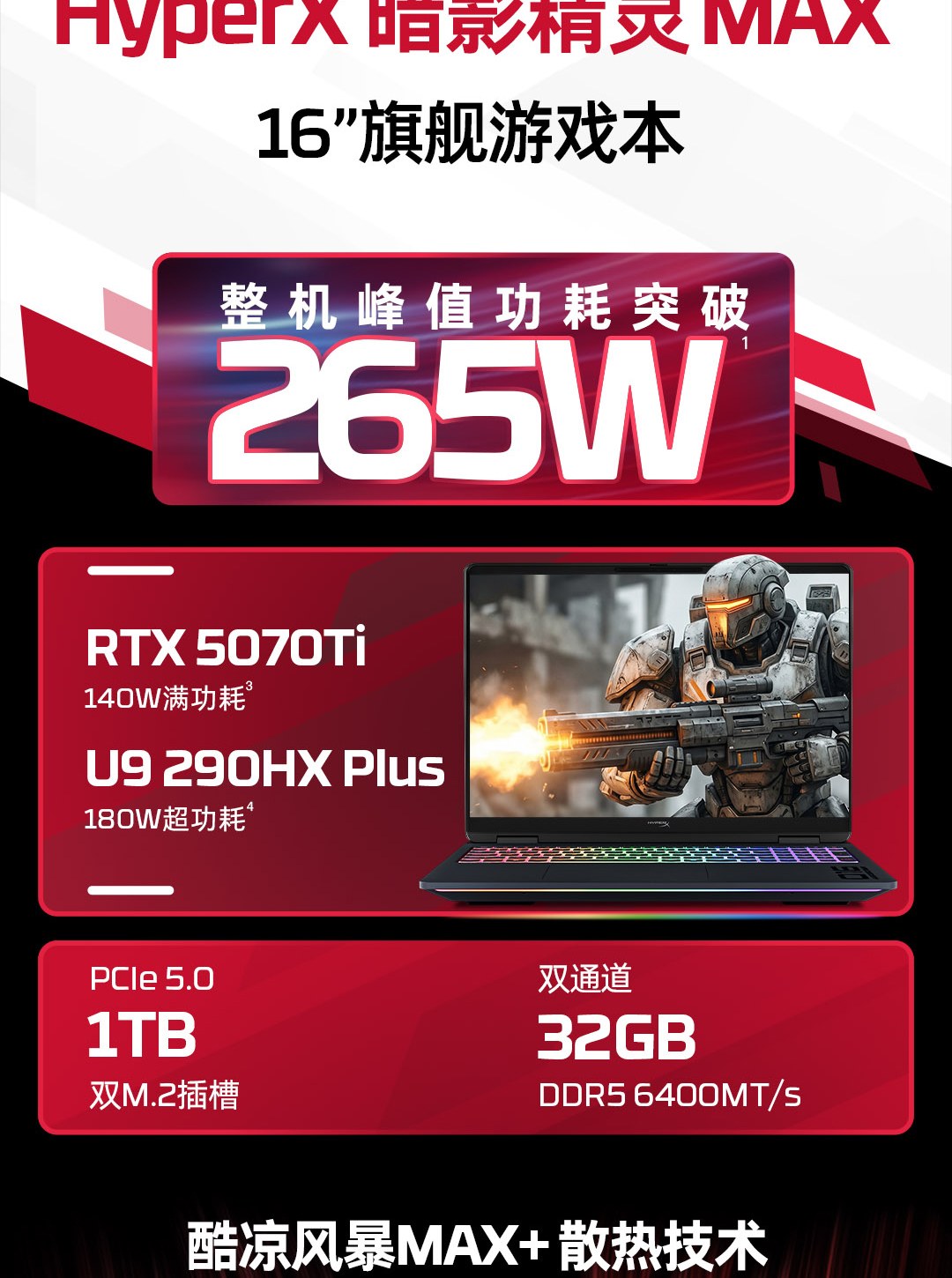 惠普 (HP) HyperX 暗影精灵MAX 16英寸游戏笔记本电脑 ah1028TX - 黑色