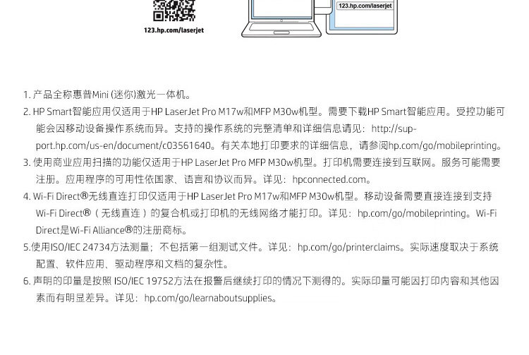 HP LaserJet Pro MFP M30w 多功能一体打印机