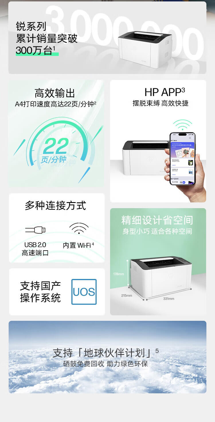 HP Laser 1008w 激光打印机